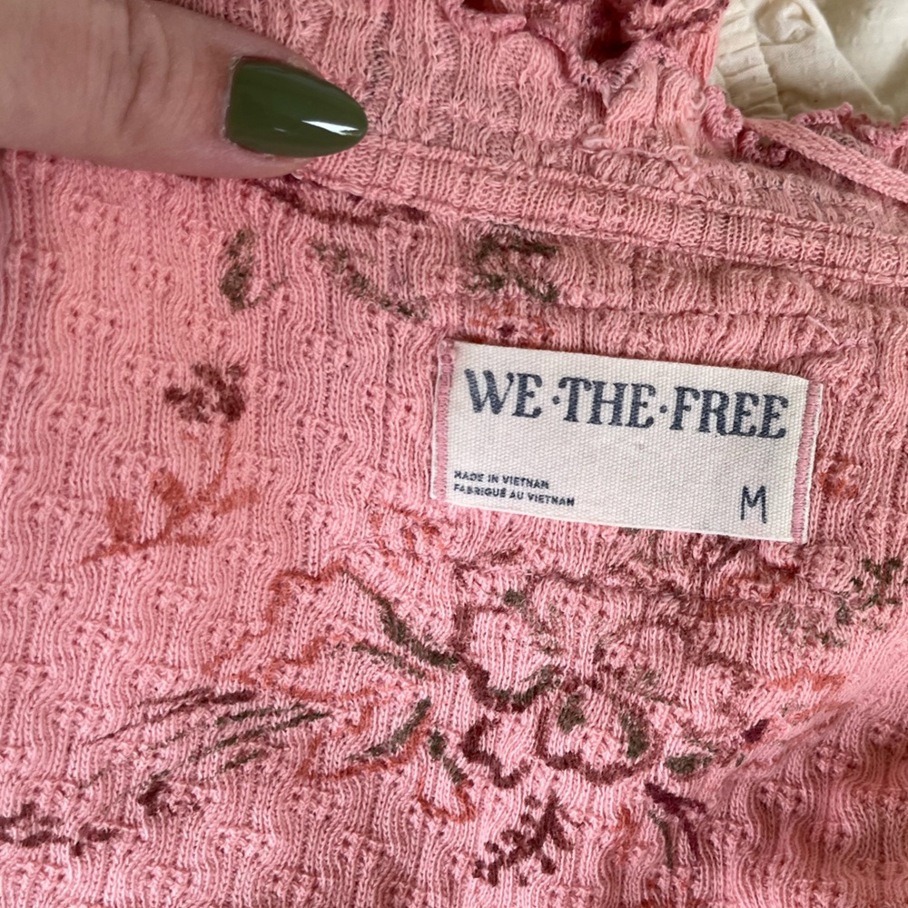 Free people we the free the free clover printed thermal pink combo long sleeve - Picture 5 of 5